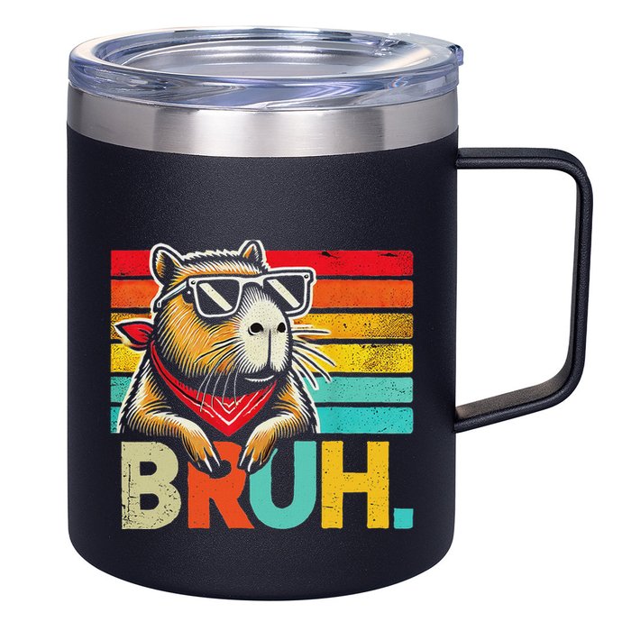 Capybara Bruh Funny Graphic Funny Capybara 12oz Stainless Steel Coffee Mug