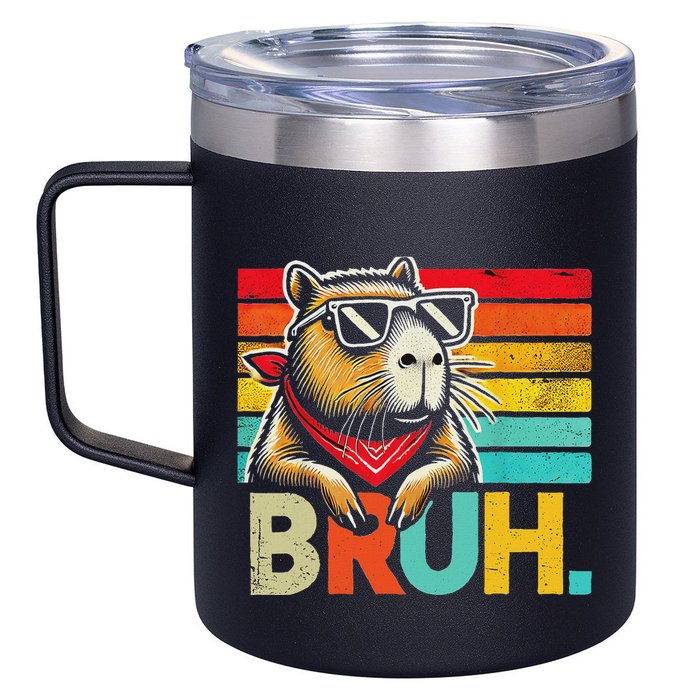 Capybara Bruh Funny Graphic Funny Capybara 12oz Stainless Steel Coffee Mug