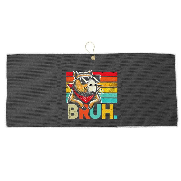 Capybara Bruh Funny Graphic Funny Capybara Large Microfiber Waffle Golf Towel