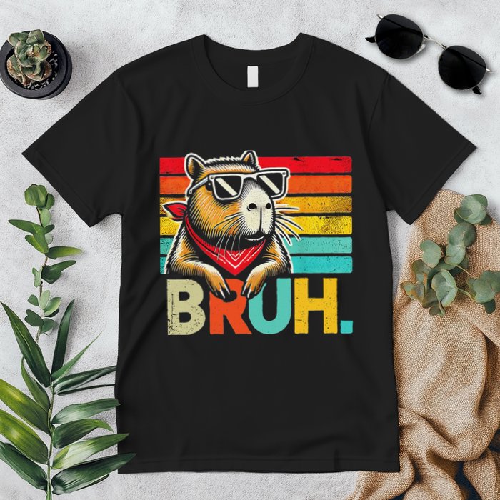 Capybara Bruh Funny Graphic Funny Capybara Premium T-Shirt
