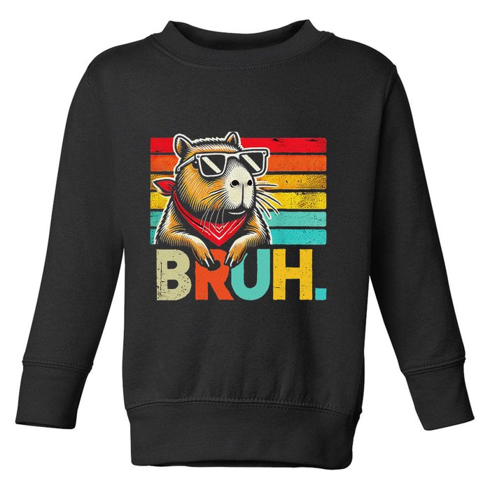 Capybara Bruh Funny Graphic Funny Capybara Toddler Sweatshirt