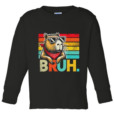 Capybara Bruh Funny Graphic Funny Capybara Toddler Long Sleeve Shirt