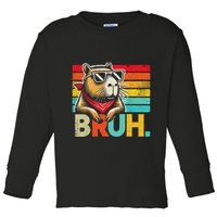 Capybara Bruh Funny Graphic Funny Capybara Toddler Long Sleeve Shirt