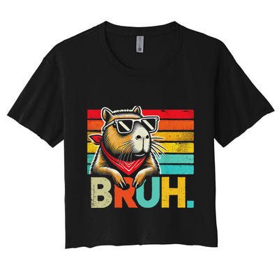 Capybara Bruh Funny Graphic Funny Capybara Crop Top