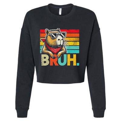 Capybara Bruh Funny Graphic Funny Capybara Cropped Pullover Crew