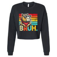 Capybara Bruh Funny Graphic Funny Capybara Cropped Pullover Crew