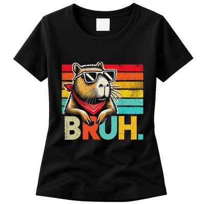 Capybara Bruh Funny Graphic Funny Capybara Womens T-Shirt