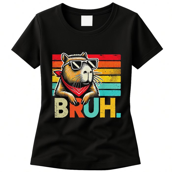 Capybara Bruh Funny Graphic Funny Capybara Womens T-Shirt