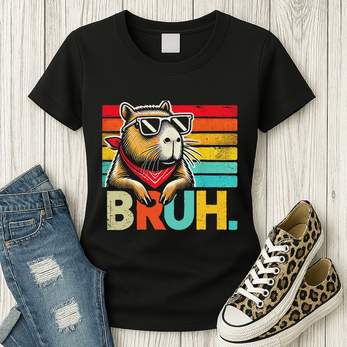 Capybara Bruh Funny Graphic Funny Capybara Womens T-Shirt