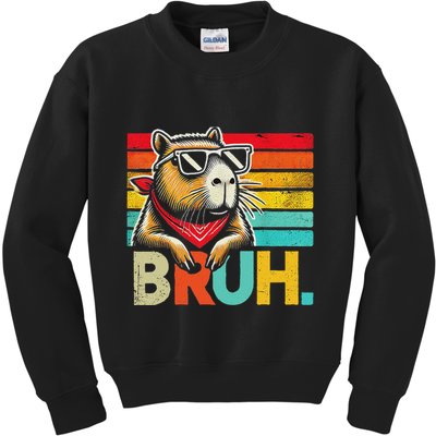 Capybara Bruh Funny Graphic Funny Capybara Kids Sweatshirt