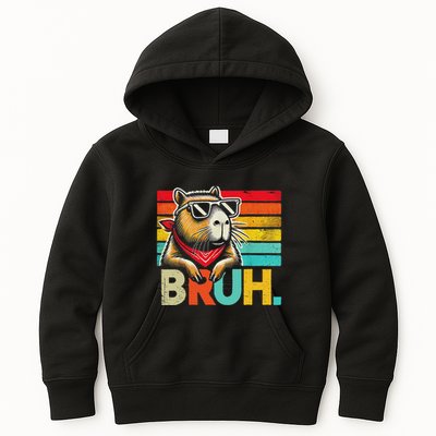 Capybara Bruh Funny Graphic Funny Capybara Kids Hoodie
