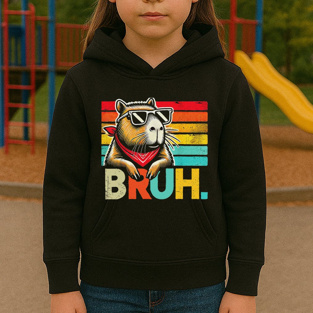 Capybara Bruh Funny Graphic Funny Capybara Kids Hoodie