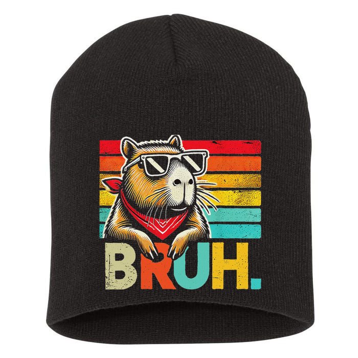 Capybara Bruh Funny Graphic Funny Capybara Short Acrylic Beanie