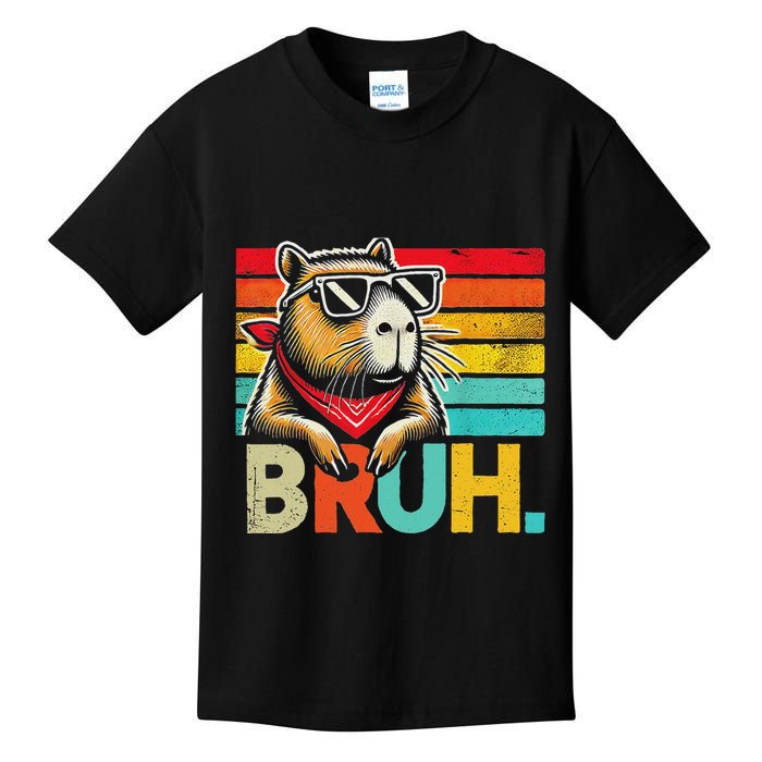 Capybara Bruh Funny Graphic Funny Capybara Kids T-Shirt