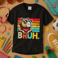 Capybara Bruh Funny Graphic Funny Capybara Kids T-Shirt