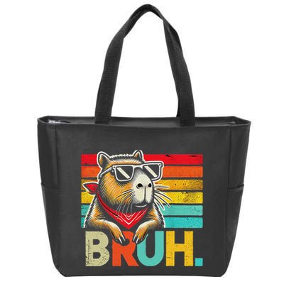 Capybara Bruh Funny Graphic Funny Capybara Zip Tote Bag