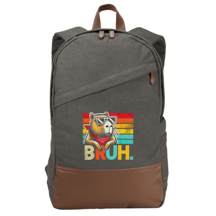 Capybara Bruh Funny Graphic Funny Capybara Cotton Canvas Backpack