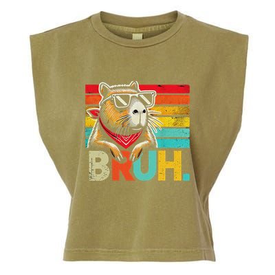 Capybara Bruh Funny Graphic Funny Capybara Garment-Dyed Women's Muscle Tee