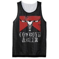 Cow & Beer Funny Vintage Rodeo Bull Horn Western Country Mesh Reversible Basketball Jersey Tank