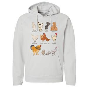 Chicken Breeds Farm Animals Day Support Local Farmer Performance Fleece Hoodie