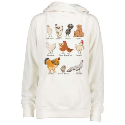 Chicken Breeds Farm Animals Day Support Local Farmer Womens Funnel Neck Pullover Hood