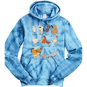 Chicken Breeds Farm Animals Day Support Local Farmer Tie Dye Hoodie