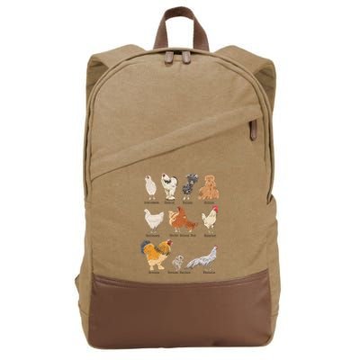 Chicken Breeds Farm Animals Day Support Local Farmer Cotton Canvas Backpack