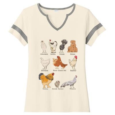 Chicken Breeds Farm Animals Day Support Local Farmer Ladies Halftime Notch Neck Tee