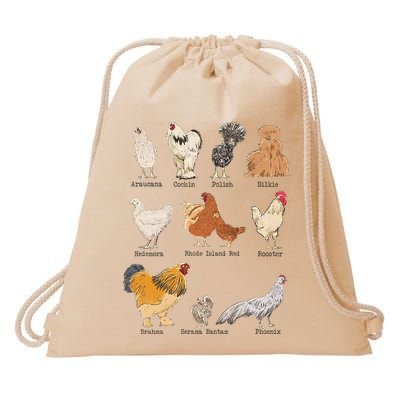 Chicken Breeds Farm Animals Day Support Local Farmer Drawstring Bag