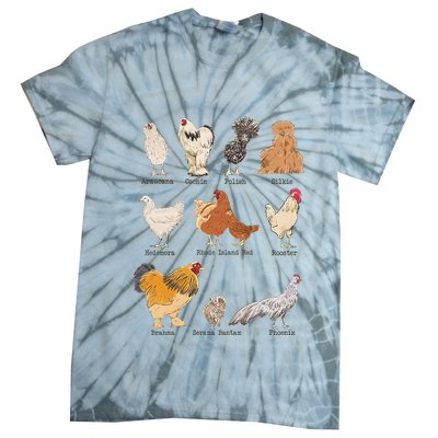 Chicken Breeds Farm Animals Day Support Local Farmer Tie-Dye T-Shirt