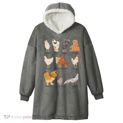 Chicken Breeds Farm Animals Day Support Local Farmer Hooded Wearable Blanket