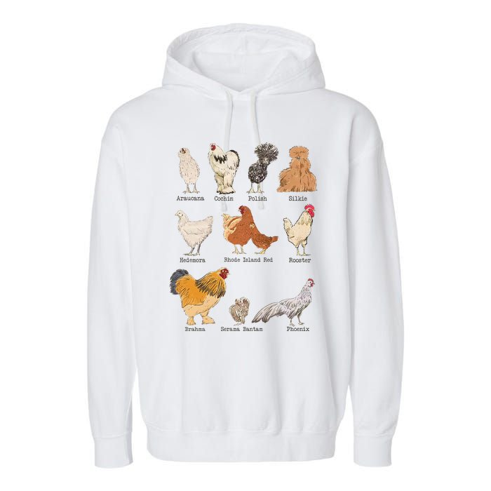 Chicken Breeds Farm Animals Day Support Local Farmer Garment-Dyed Fleece Hoodie