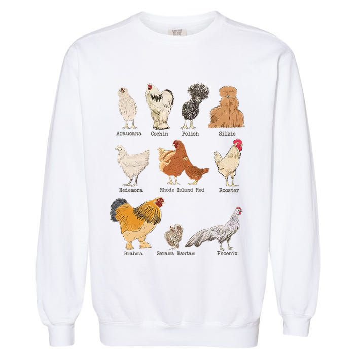 Chicken Breeds Farm Animals Day Support Local Farmer Garment-Dyed Sweatshirt