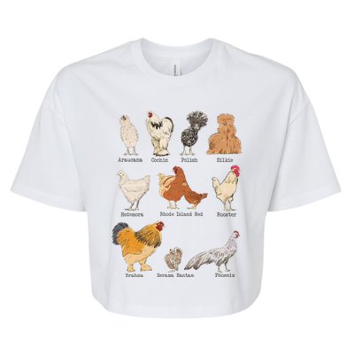 Chicken Breeds Farm Animals Day Support Local Farmer Bella+Canvas Jersey Crop Tee