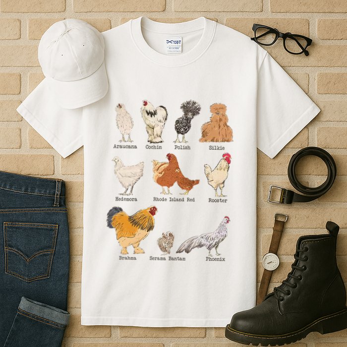 Chicken Breeds Farm Animals Day Support Local Farmer Tall T-Shirt