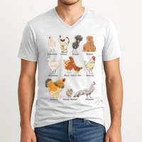 Chicken Breeds Farm Animals Day Support Local Farmer V-Neck T-Shirt