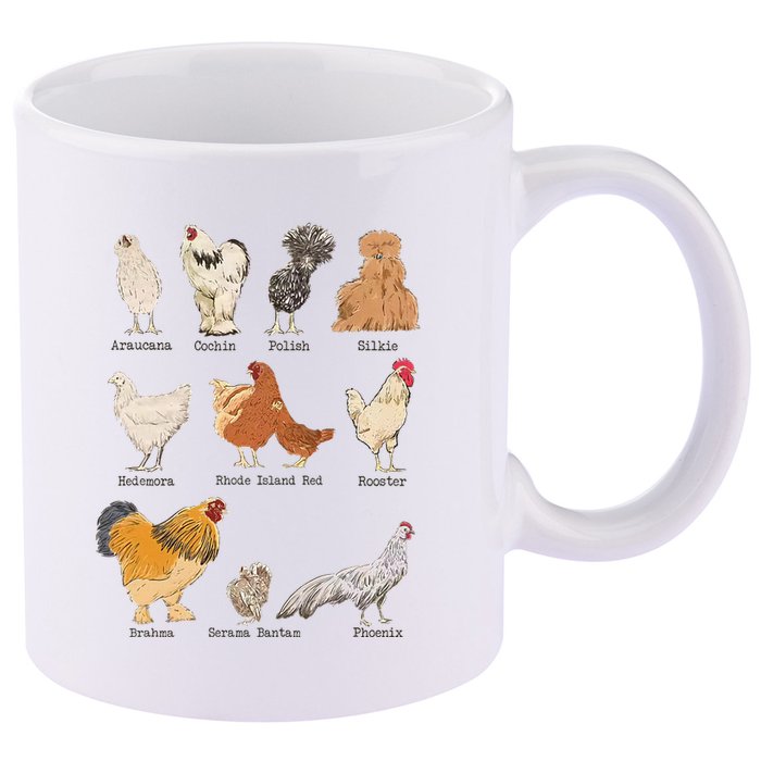 Chicken Breeds Farm Animals Day Support Local Farmer 11oz C Handle Ceramic Mug