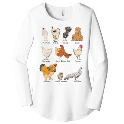 Chicken Breeds Farm Animals Day Support Local Farmer Women's Perfect Tri Tunic Long Sleeve Shirt