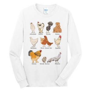 Chicken Breeds Farm Animals Day Support Local Farmer Tall Long Sleeve T-Shirt