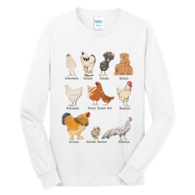 Chicken Breeds Farm Animals Day Support Local Farmer Tall Long Sleeve T-Shirt