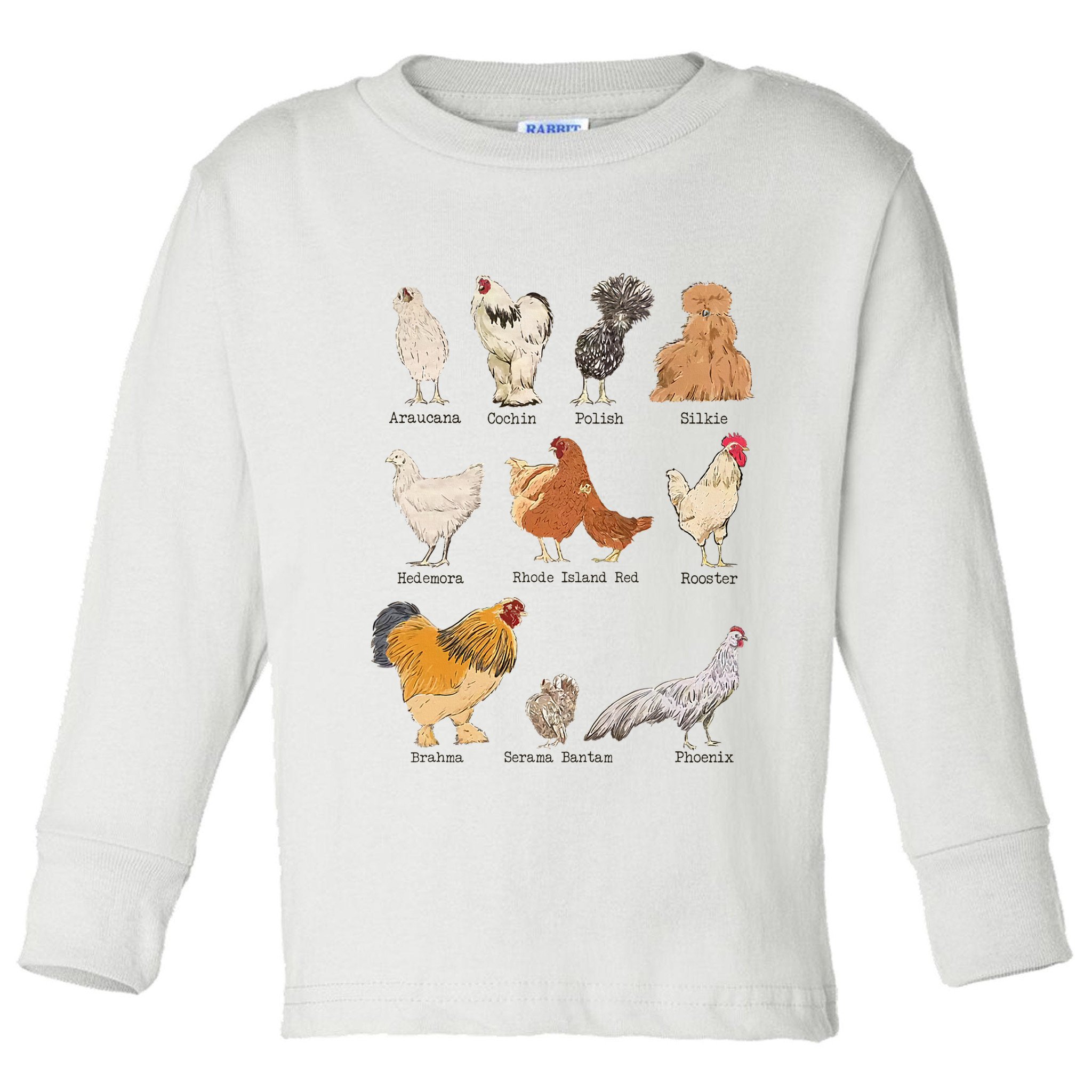 Chicken Breeds Farm Animals Day Support Local Farmer Toddler Long Sleeve Shirt