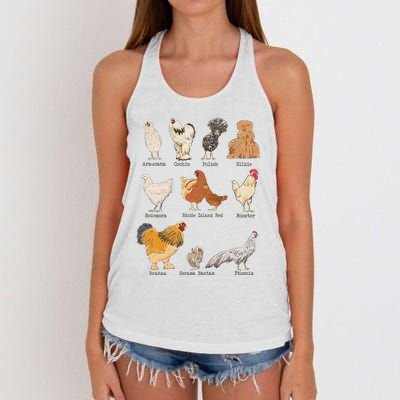 Chicken Breeds Farm Animals Day Support Local Farmer Women's Knotted Racerback Tank