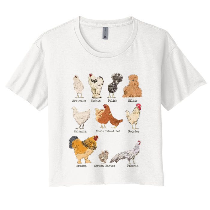 Chicken Breeds Farm Animals Day Support Local Farmer Women's Crop Top Tee