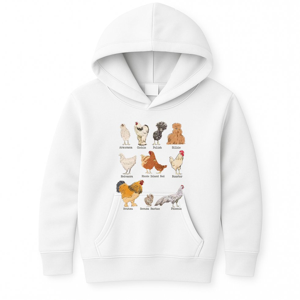 Chicken Breeds Farm Animals Day Support Local Farmer Kids Hoodie