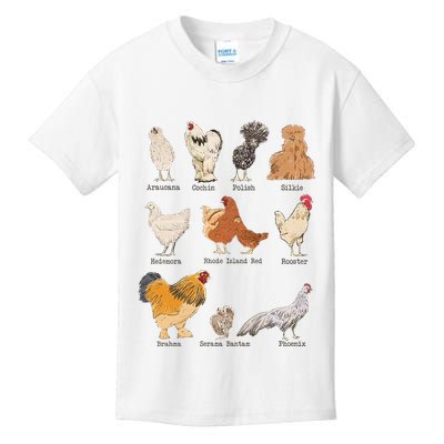 Chicken Breeds Farm Animals Day Support Local Farmer Kids T-Shirt