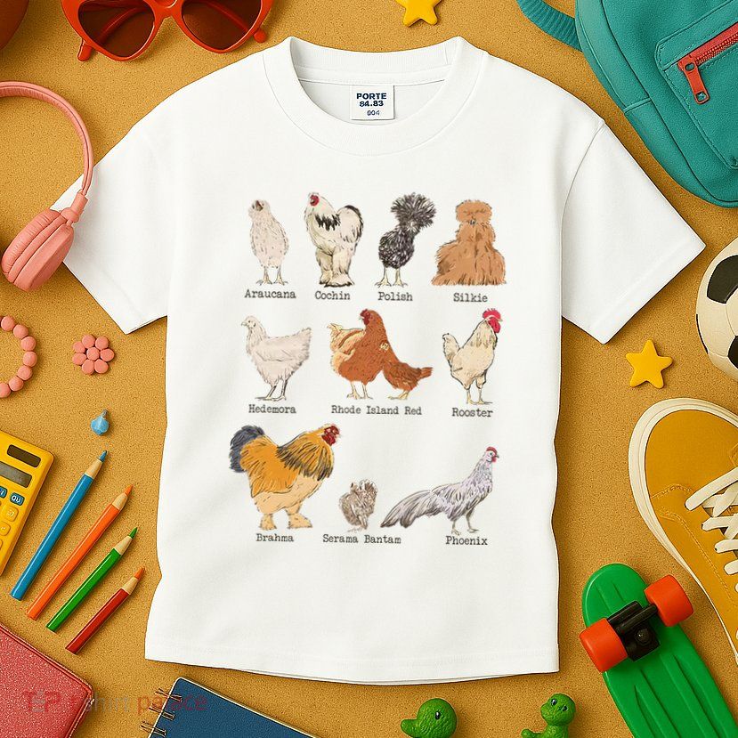 Chicken Breeds Farm Animals Day Support Local Farmer Kids T-Shirt