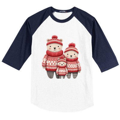 Christmas Bear Family Matching Outfit Baseball Sleeve Shirt