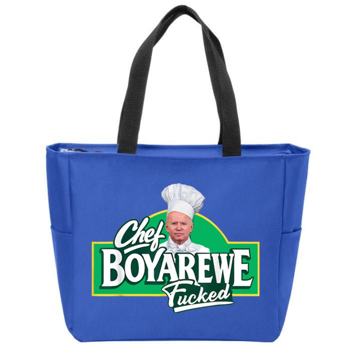 Chef BoyAreWe Fucked Funny Chef Biden Trump 2024 Zip Tote Bag