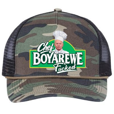 Chef BoyAreWe Fucked Funny Chef Biden Trump 2024 Retro Rope Trucker Hat Cap