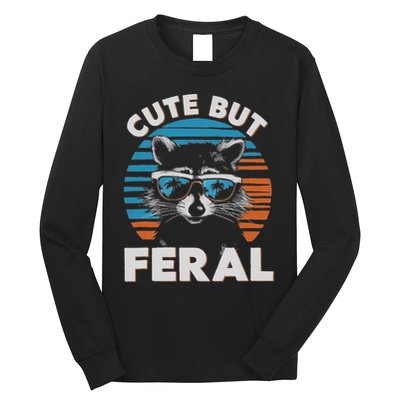 Cute But Feral Raccoon In Sunglasses Long Sleeve Shirt